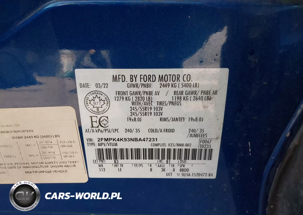 2022 Ford Edge Titanium VIN:2FMPK4K93NBA47231 - 9
