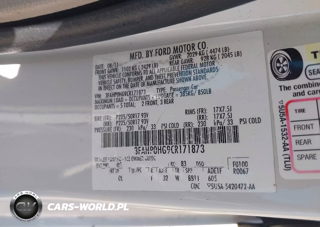 2012 Ford Fusion Se VIN:3FAHP0HG9CR171873 - 9