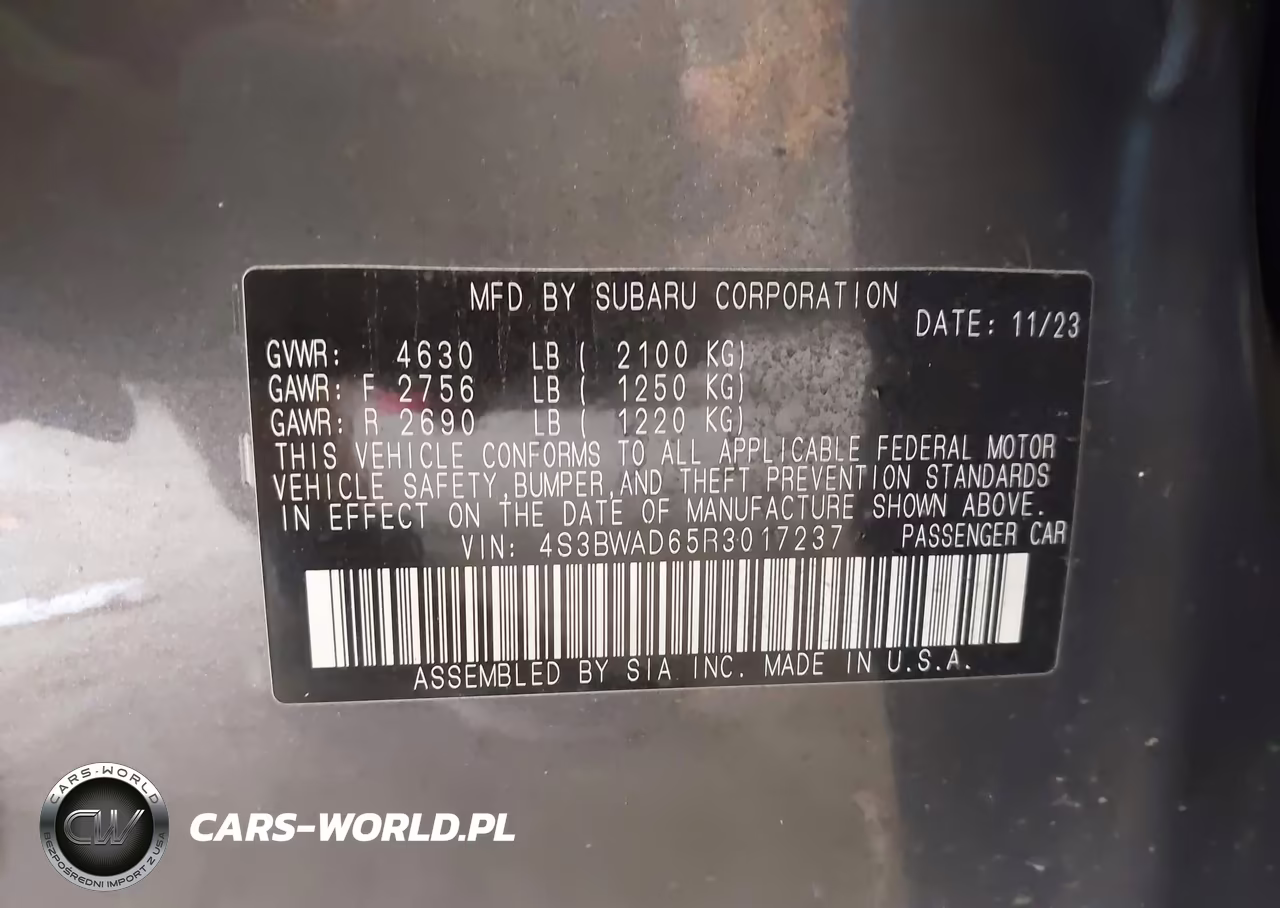 2024 Subaru Legacy Premium VIN:4S3BWAD65R3017237 - 9