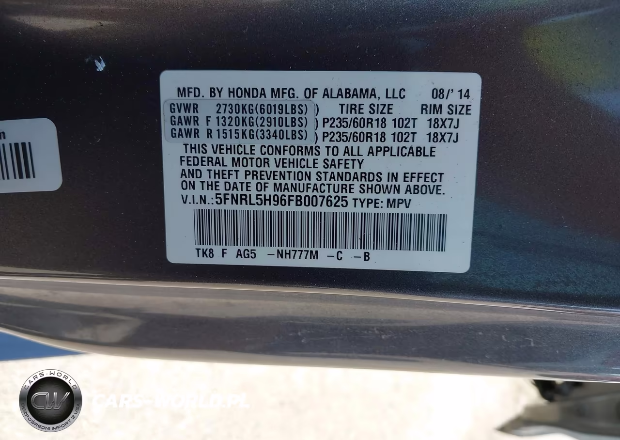 2015 Honda Odyssey Touring-Touring Elite VIN:5FNRL5H96FB007625 - 9