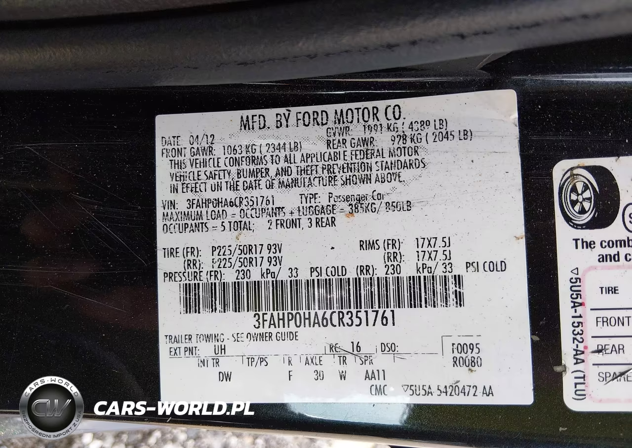2012 Ford Fusion Se VIN:3FAHP0HA6CR351761 - 9