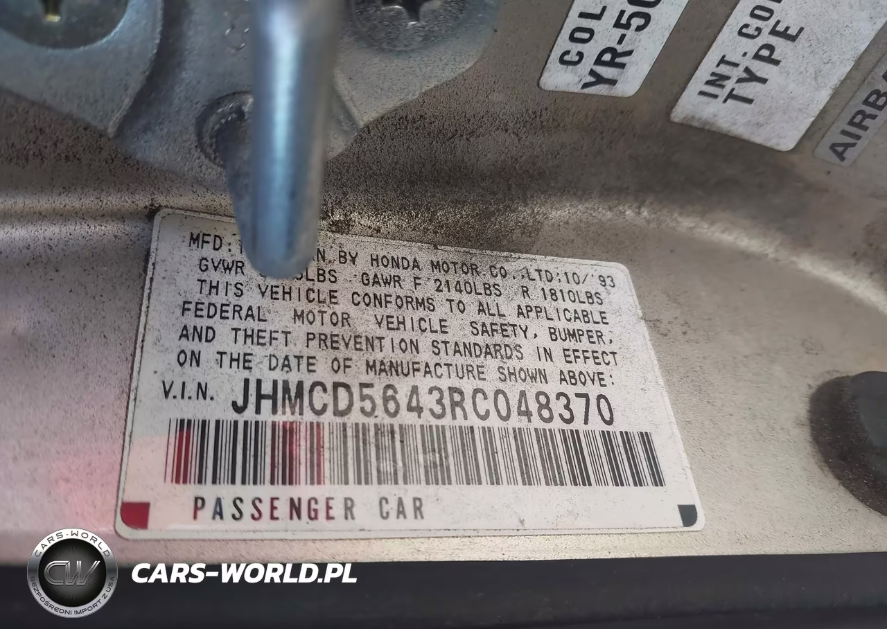 1994 Honda Accord Lx VIN:JHMCD5643RC048370 - 9