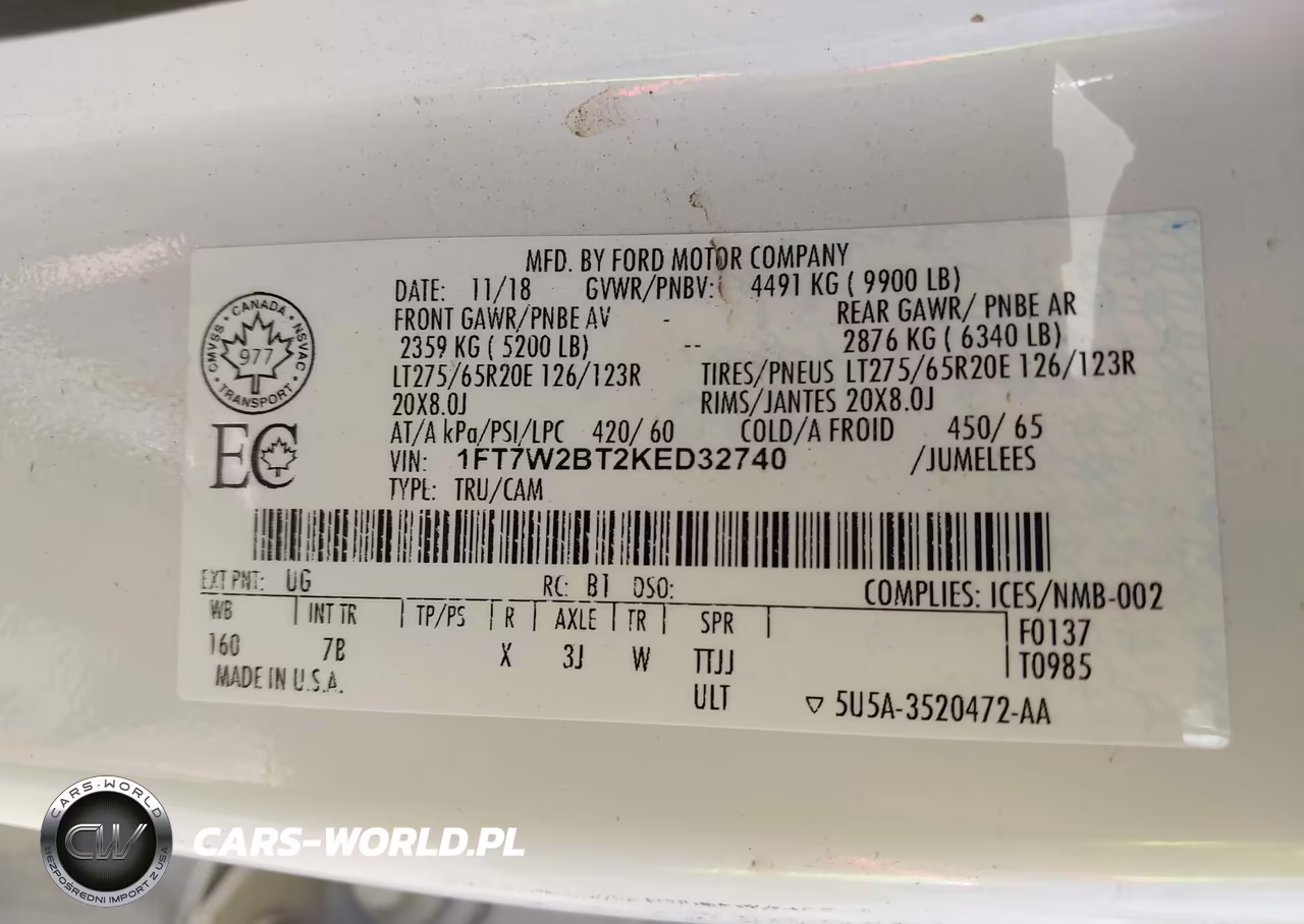 2019 Ford Super Duty F-250 Srw Platinum VIN:1FT7W2BT2KED32740 - 9