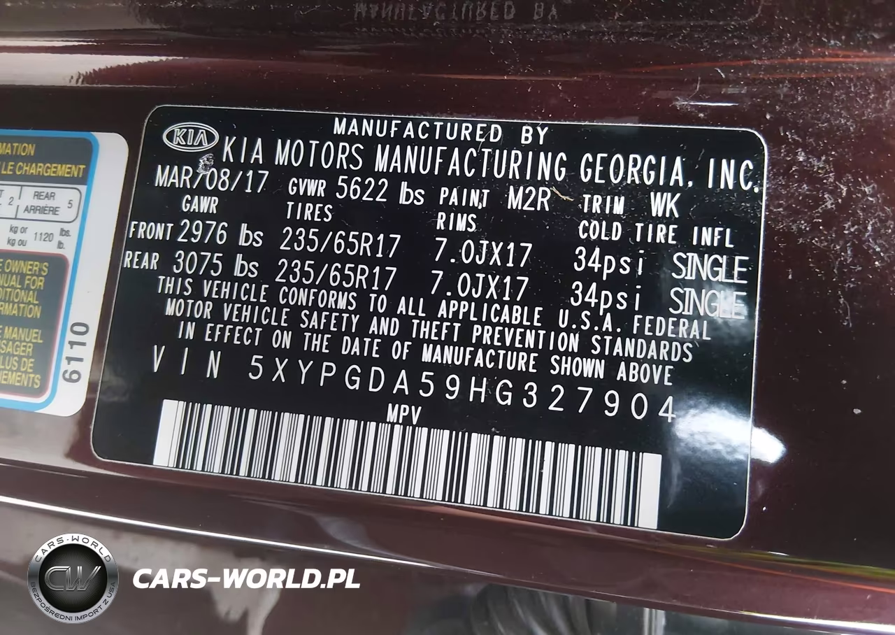 2017 Kia Sorento 3.3L Lx VIN:5XYPGDA59HG327904 - 9