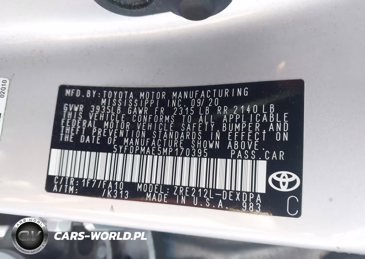 2021 Toyota Corolla L VIN:5YFDPMAE5MP170395 - 9