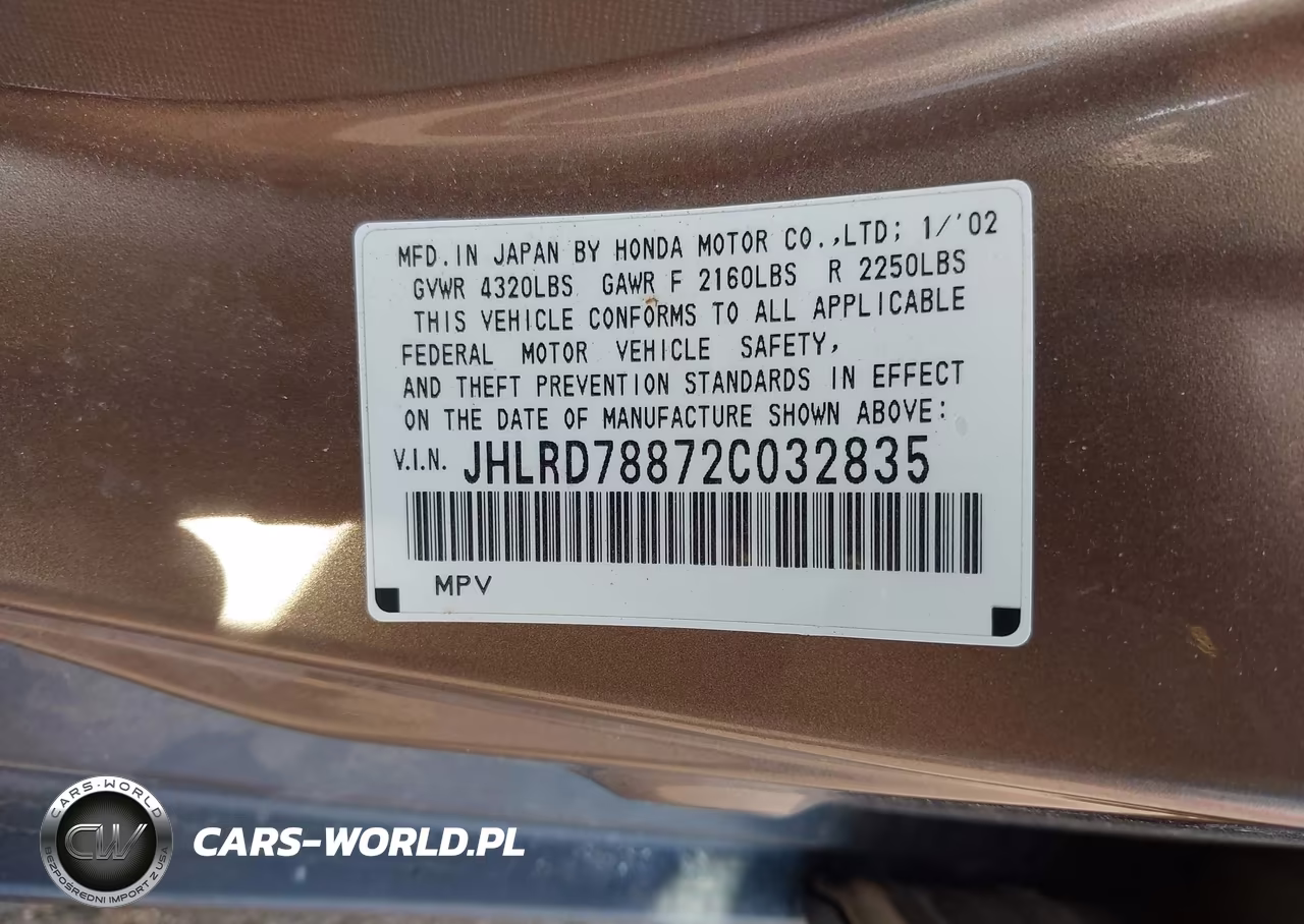 2002 Honda Cr-V Ex VIN:JHLRD78872C032835 - 9