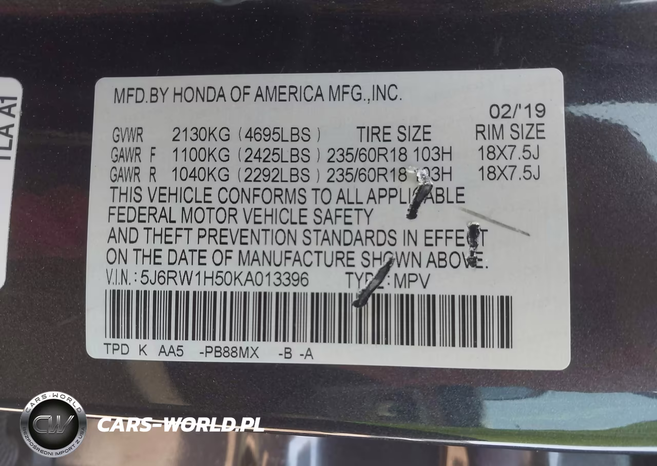 2019 Honda Cr-V Ex VIN:5J6RW1H50KA013396 - 9