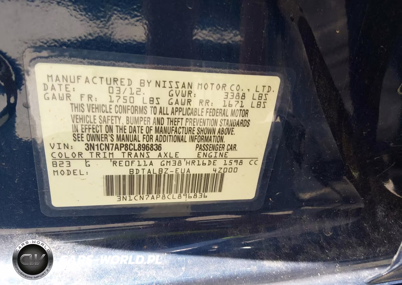2012 Nissan Versa 1.6 Sv VIN:3N1CN7AP8CL896836 - 9
