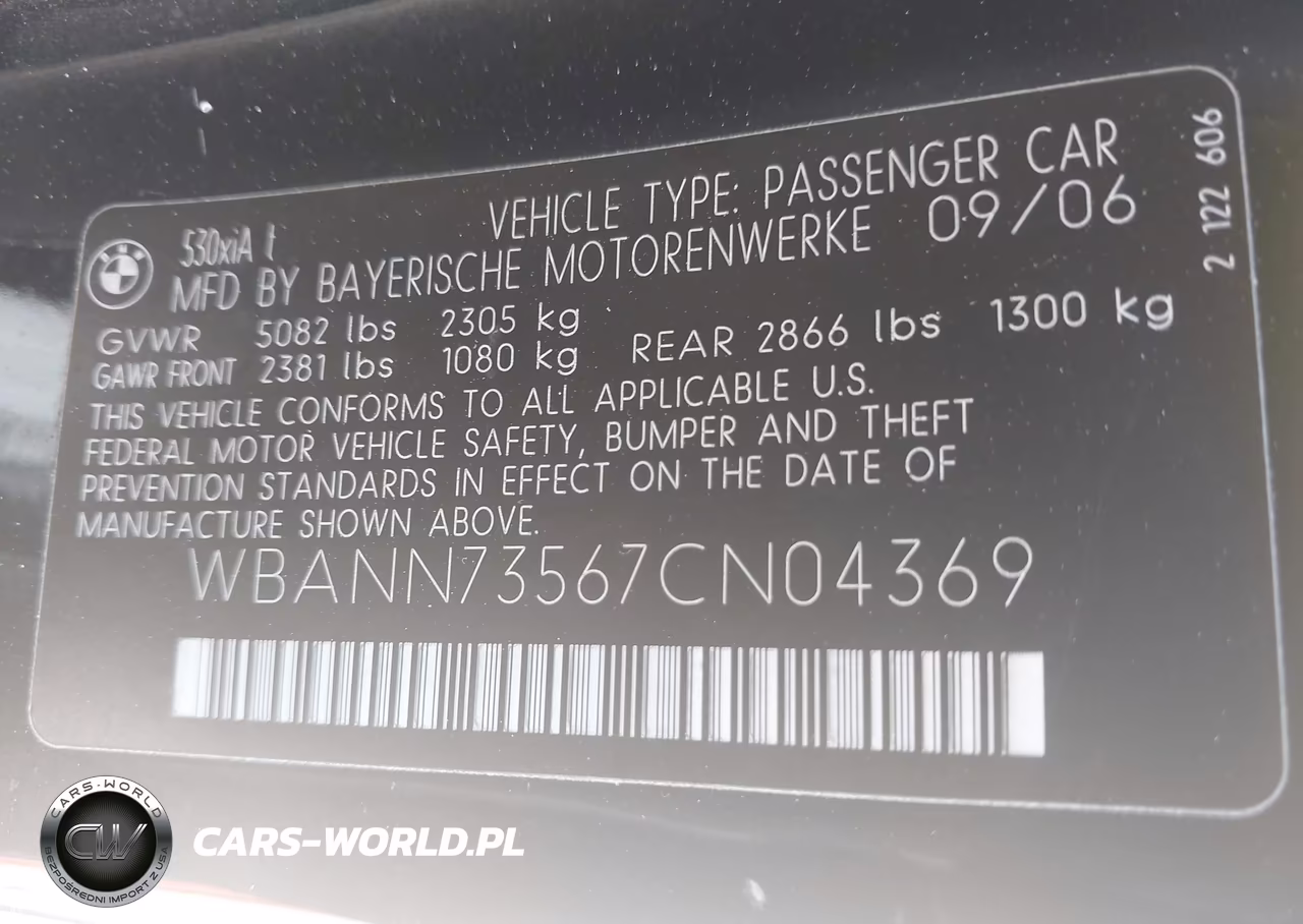 2007 BMW 530Xit VIN:WBANN73567CN04369 - 9