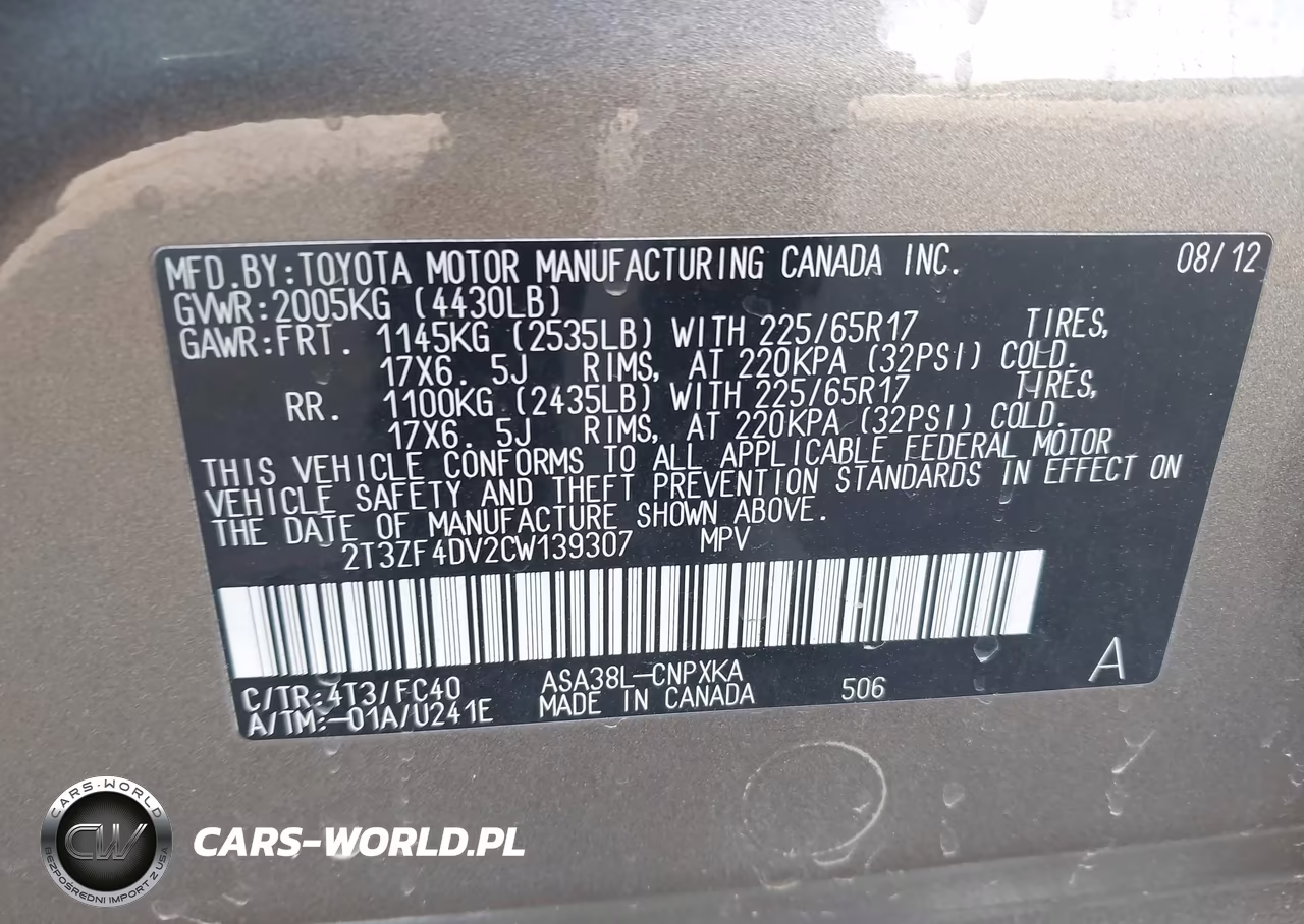 2012 Toyota Rav4 VIN:2T3ZF4DV2CW139307 - 9