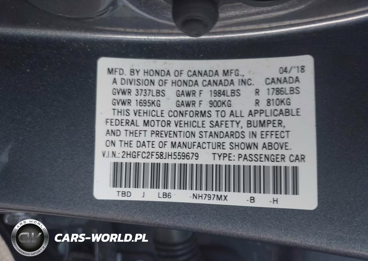 2018 Honda Civic Lx VIN:2HGFC2F58JH559679 - 9