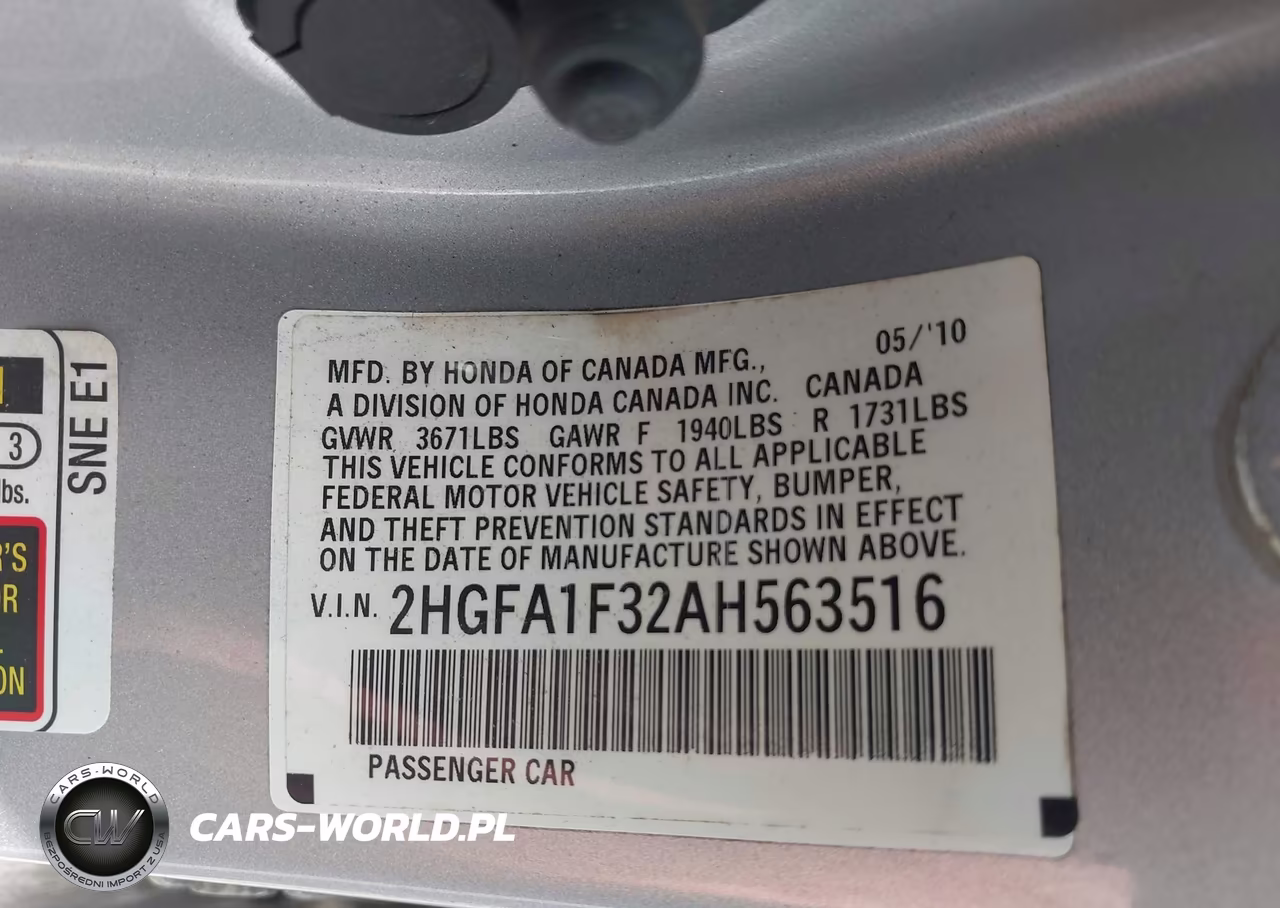 2010 Honda Civic Vp VIN:2HGFA1F32AH563516 - 9