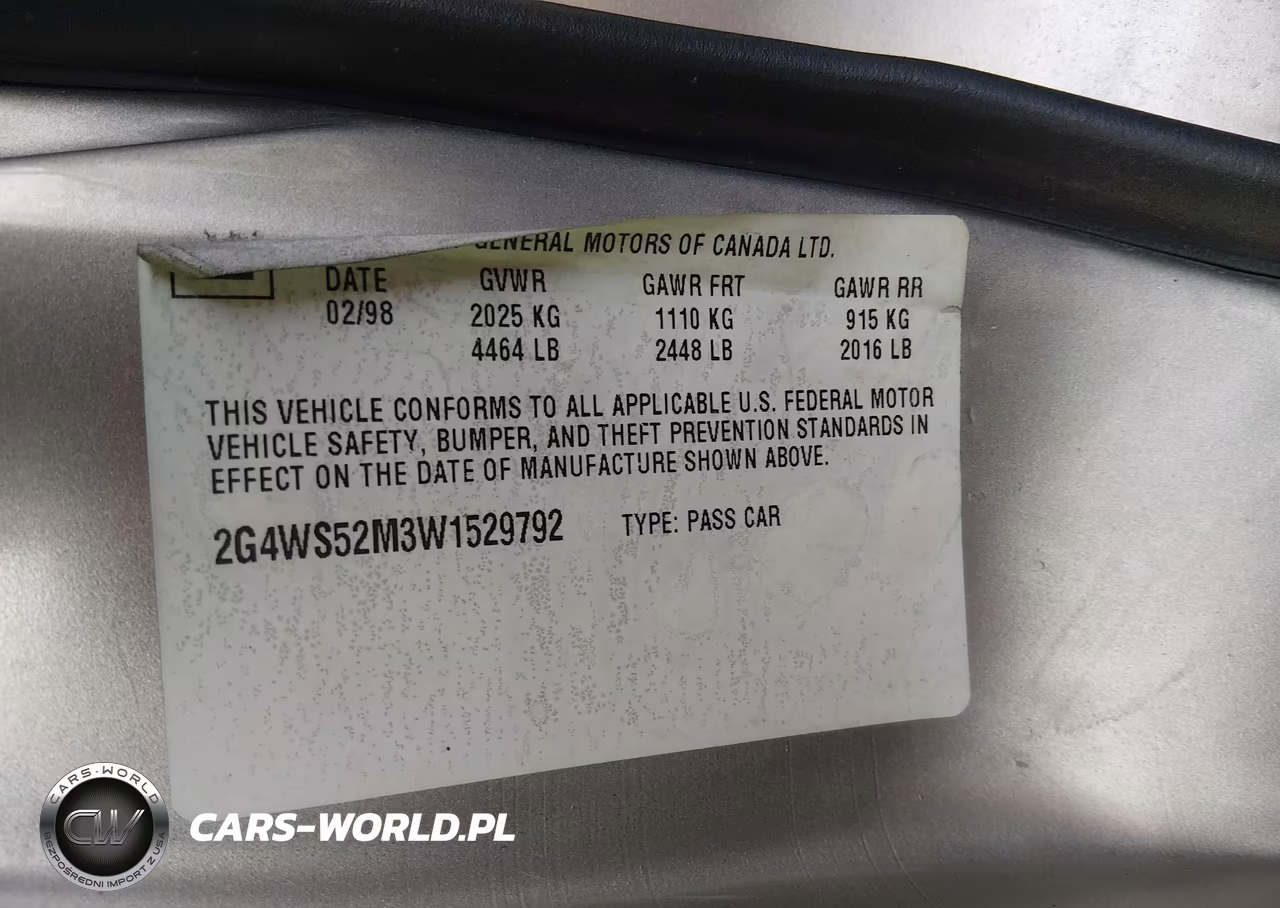 1998 Buick Century Custom VIN:2G4WS52M3W1529792 - 9