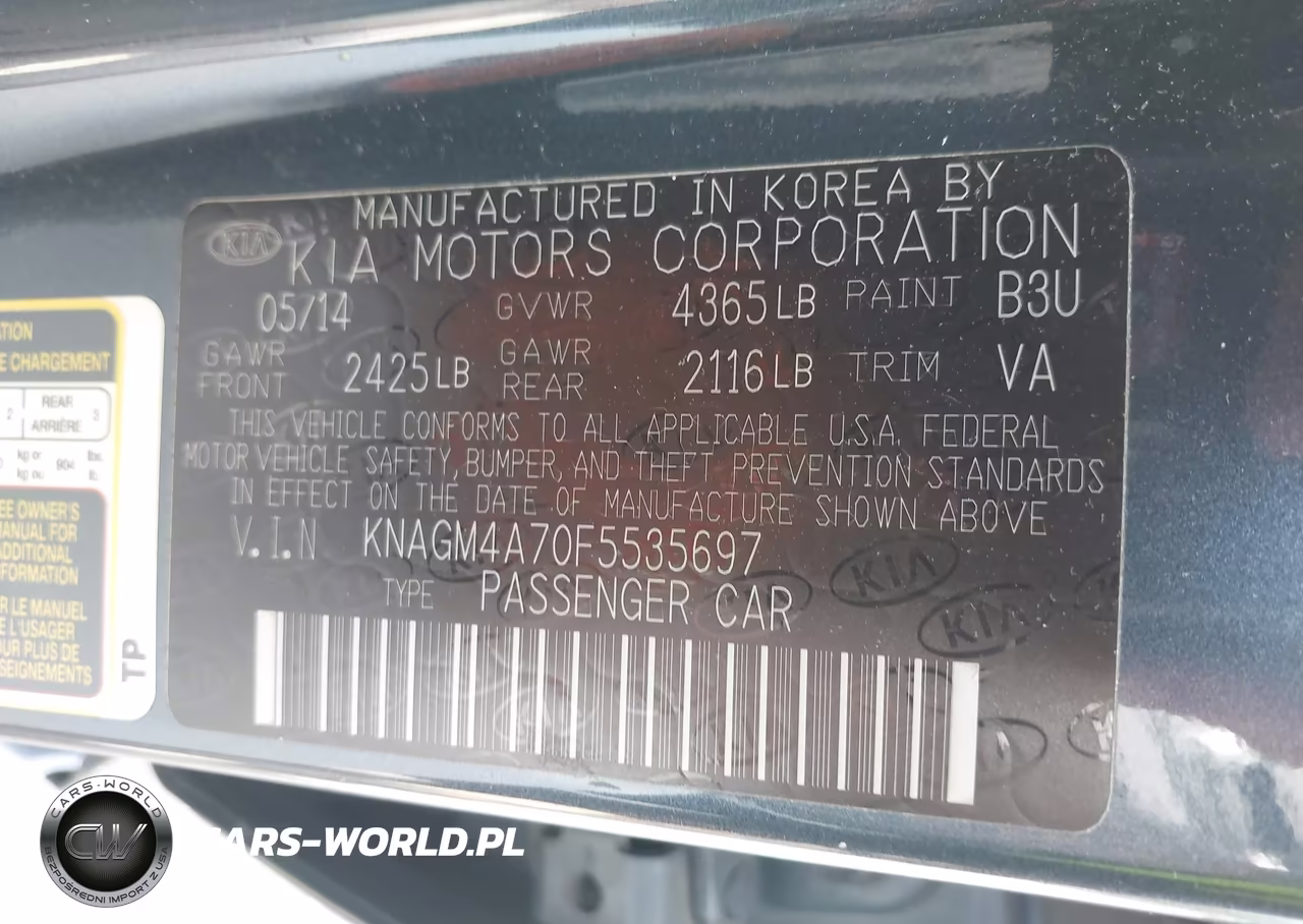 2015 Kia Optima Lx VIN:KNAGM4A70F5535697 - 9