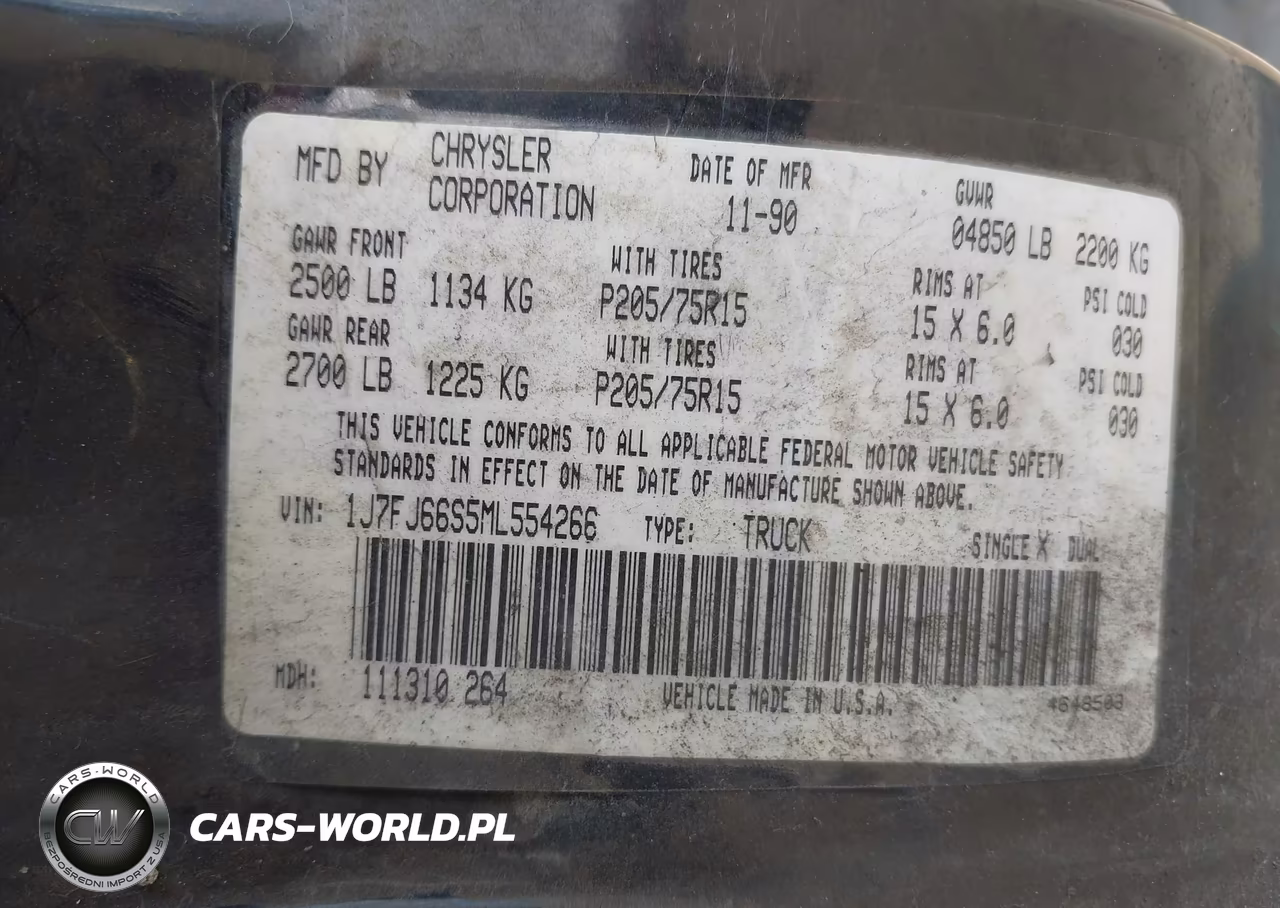 1991 Jeep Comanche Eliminator VIN:1J7FJ66S5ML554266 - 9