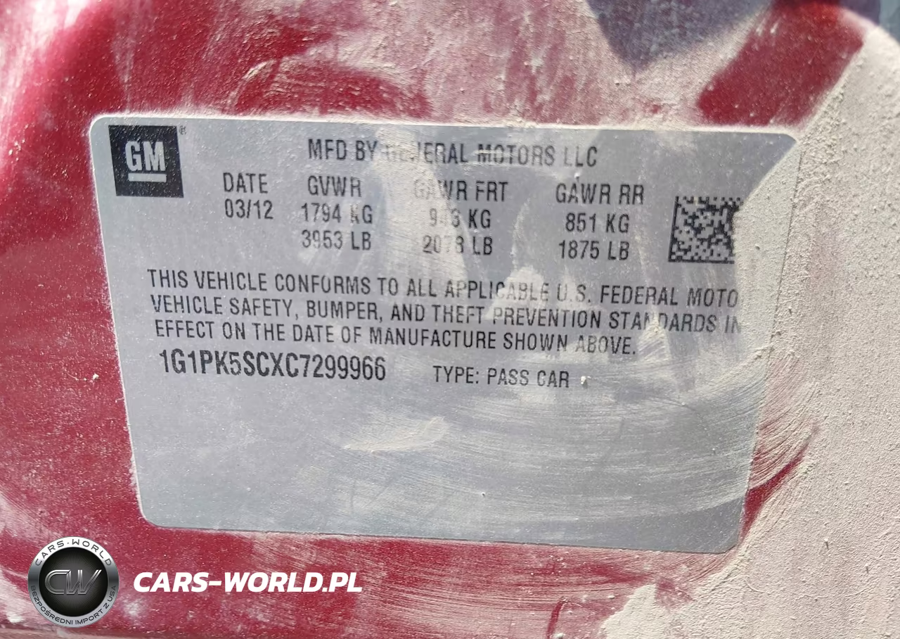 2012 Chevrolet Cruze Eco VIN:1G1PK5SCXC7299966 - 9
