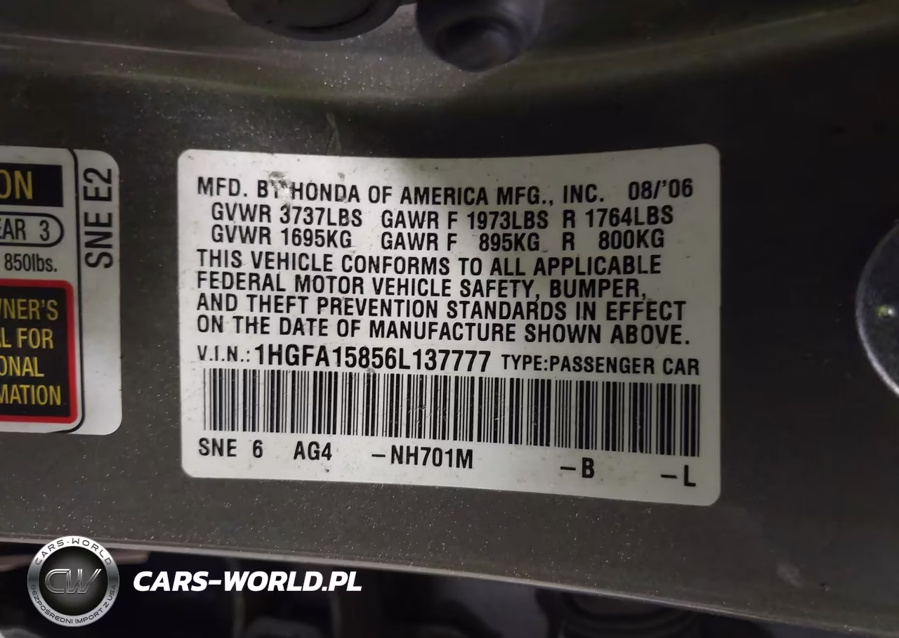 2006 Honda Civic Ex VIN:1HGFA15856L137777 - 9
