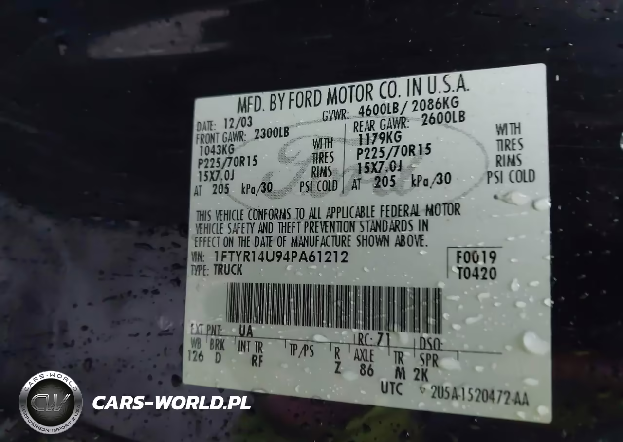 2004 Ford Ranger Edge-Tremor-Xl-Xlt VIN:1FTYR14U94PA61212 - 9
