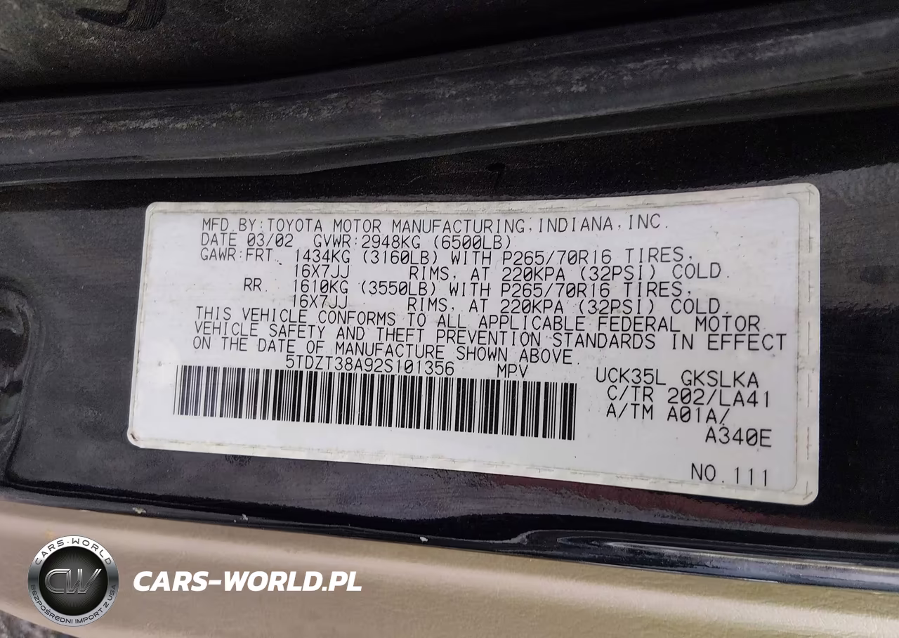 2002 Toyota Sequoia Limited V8 VIN:5TDZT38A92S101356 - 9