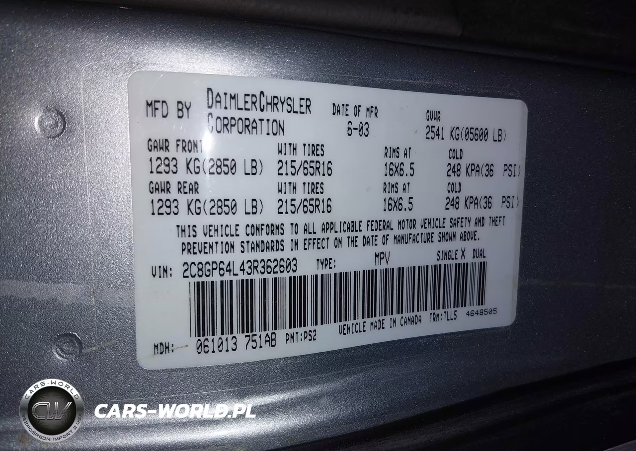 2003 Chrysler Town & Country Limited VIN:2C8GP64L43R362603 - 9