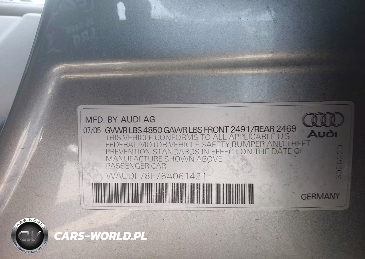 2006 Audi A4 2.0T VIN:WAUDF78E76A061421 - 9