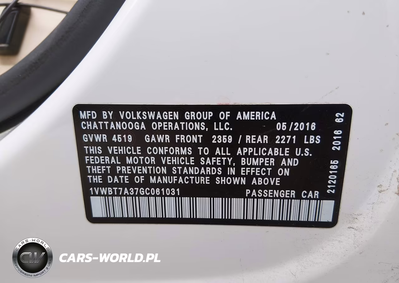 2016 Volkswagen Passat 1.8T Se VIN:1VWBT7A37GC061031 - 9