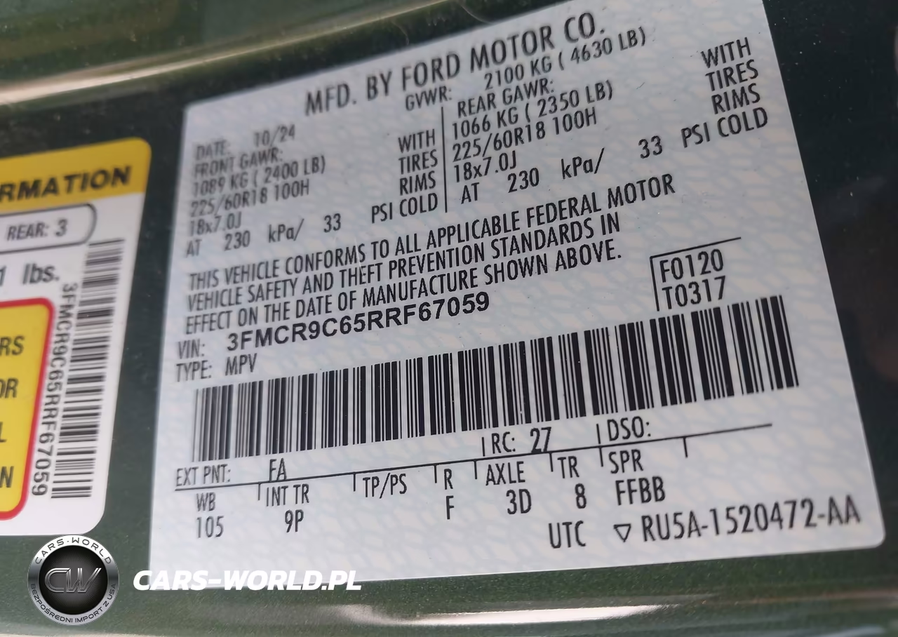 2024 Ford Bronco Sport Outer Banks VIN:3FMCR9C65RRF67059 - 9