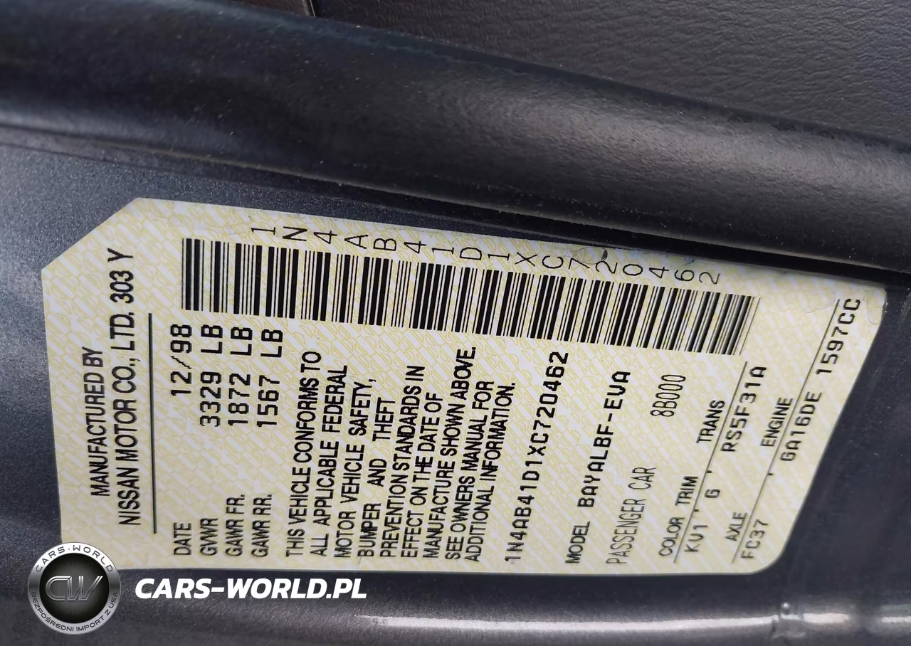 1999 Nissan Sentra Gxe-Xe VIN:1N4AB41D1XC720462 - 9