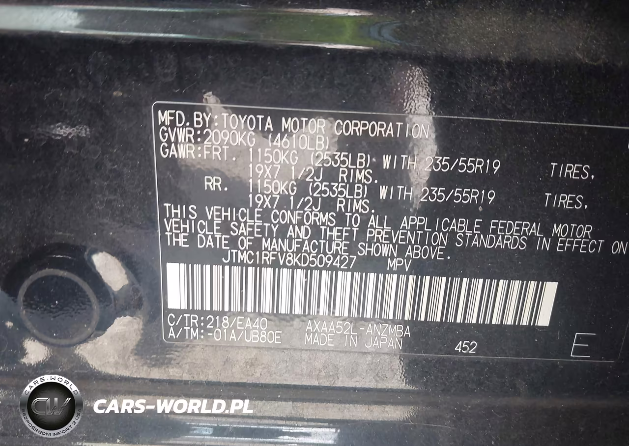 2019 Toyota Rav4 Xle Premium VIN:JTMC1RFV8KD509427 - 9