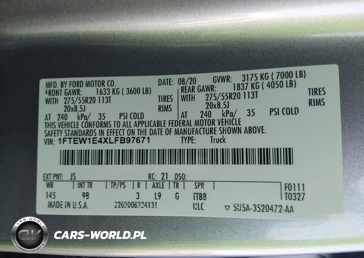 2020 Ford F-150 Platinum VIN:1FTEW1E4XLFB97671 - 9