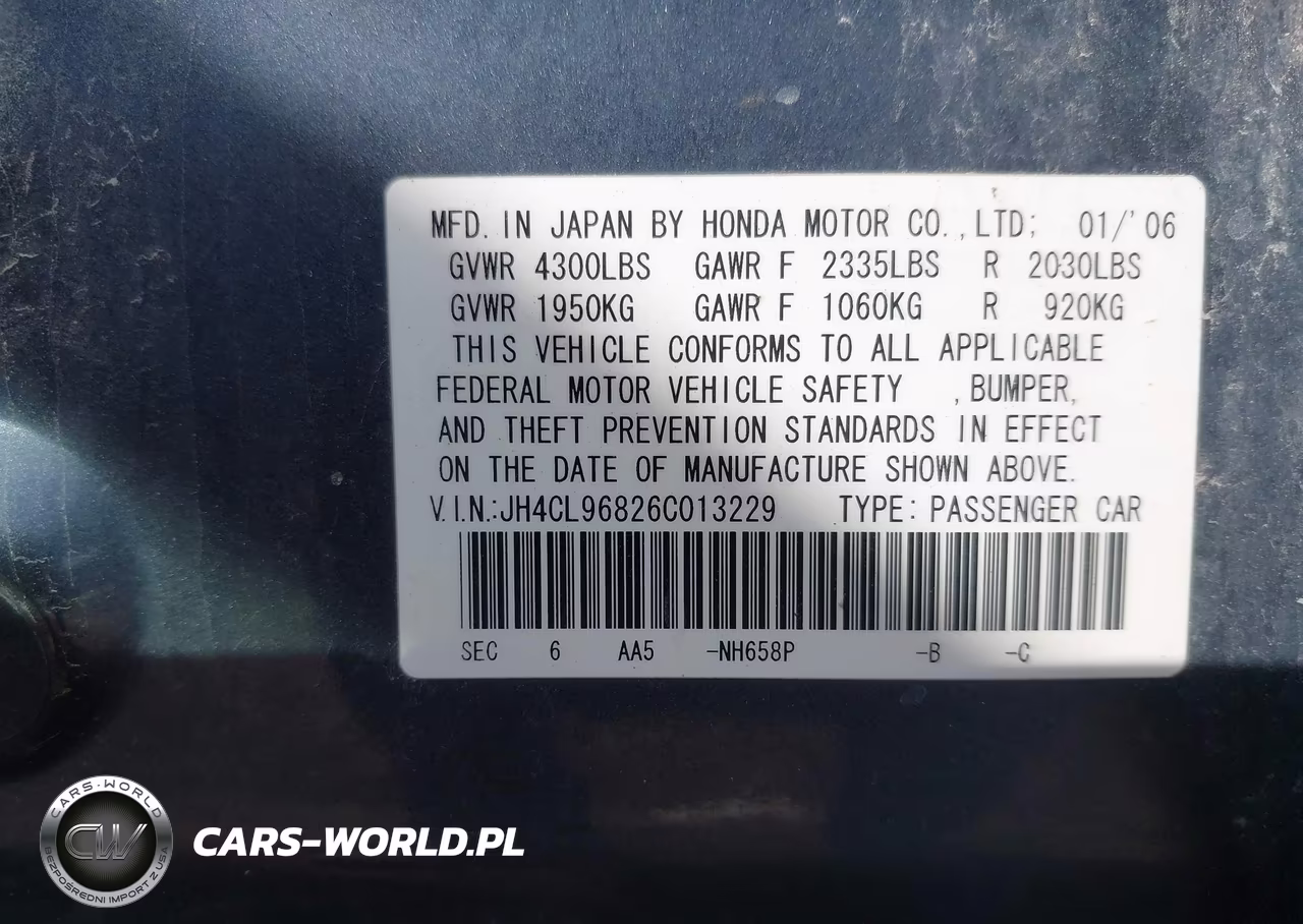 2006 Acura Tsx VIN:JH4CL96826C013229 - 9