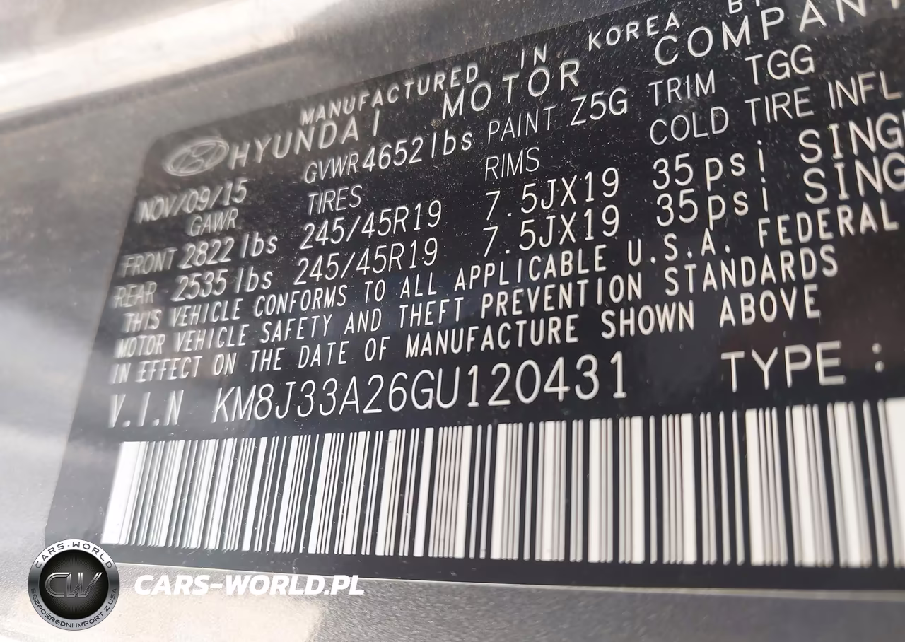 2016 Hyundai Tucson Sport VIN:KM8J33A26GU120431 - 9