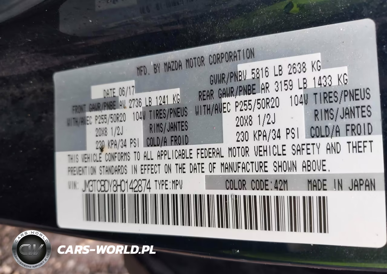 2017 Mazda Cx-9 Grand Touring VIN:JM3TCBDY8H0142874 - 9