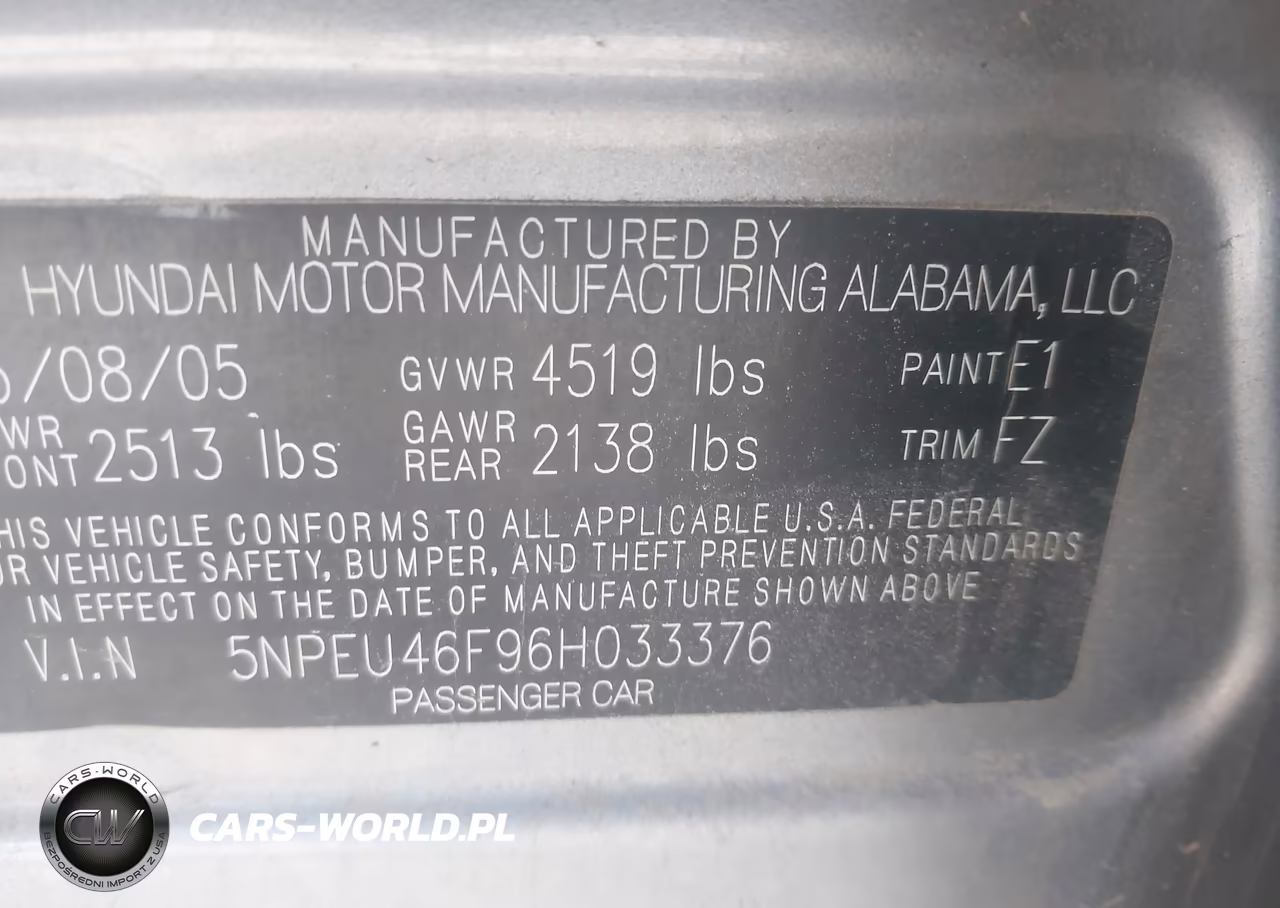 2006 Hyundai Sonata Gls V6-Lx V6 VIN:5NPEU46F96H033376 - 9