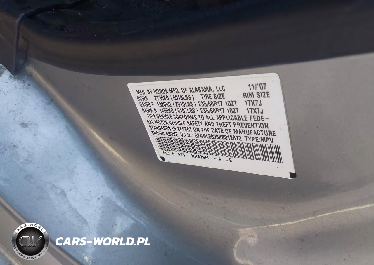 2008 Honda Odyssey Touring VIN:5FNRL38988B012672 - 9