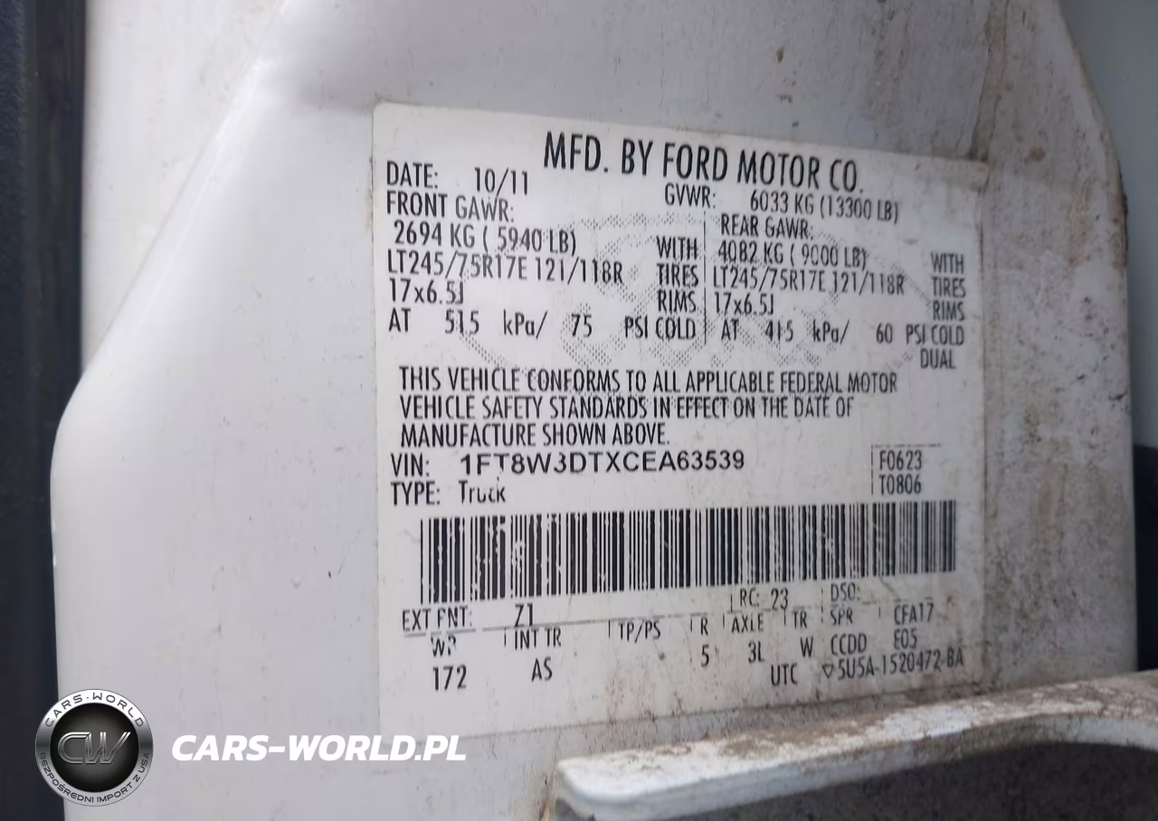2012 Ford F-350 Xl VIN:1FT8W3DTXCEA63539 - 8