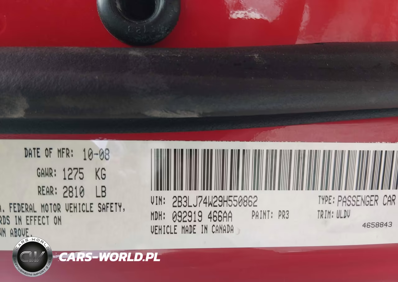 2009 Dodge Challenger Srt8 VIN:2B3LJ74W29H550862 - 9