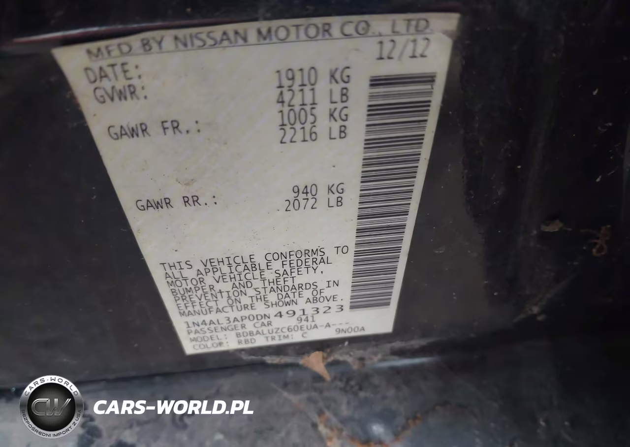 2013 Nissan Altima 2.5 Sv VIN:1N4AL3AP0DN491323 - 9