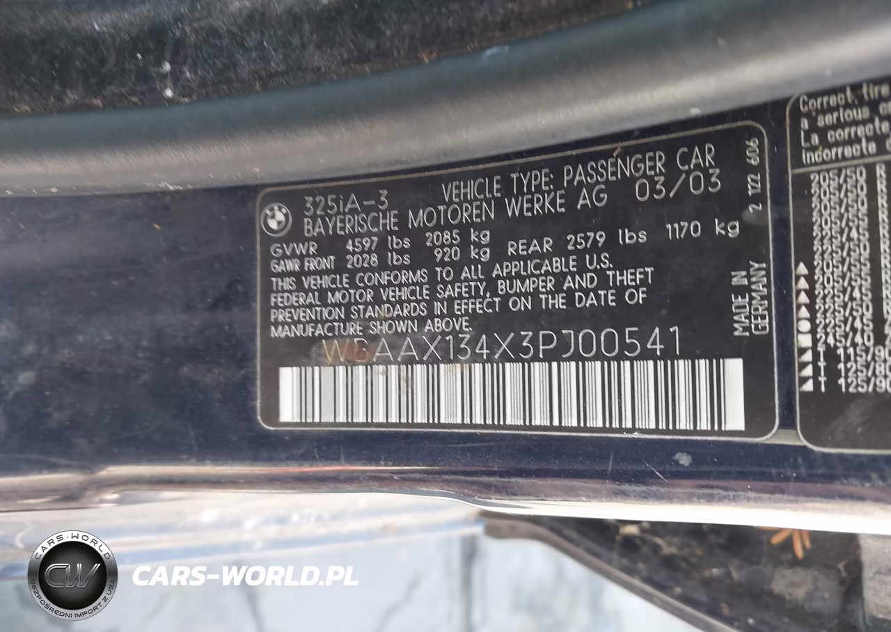2003 BMW 325It VIN:WBAAX134X3PJ00541 - 9