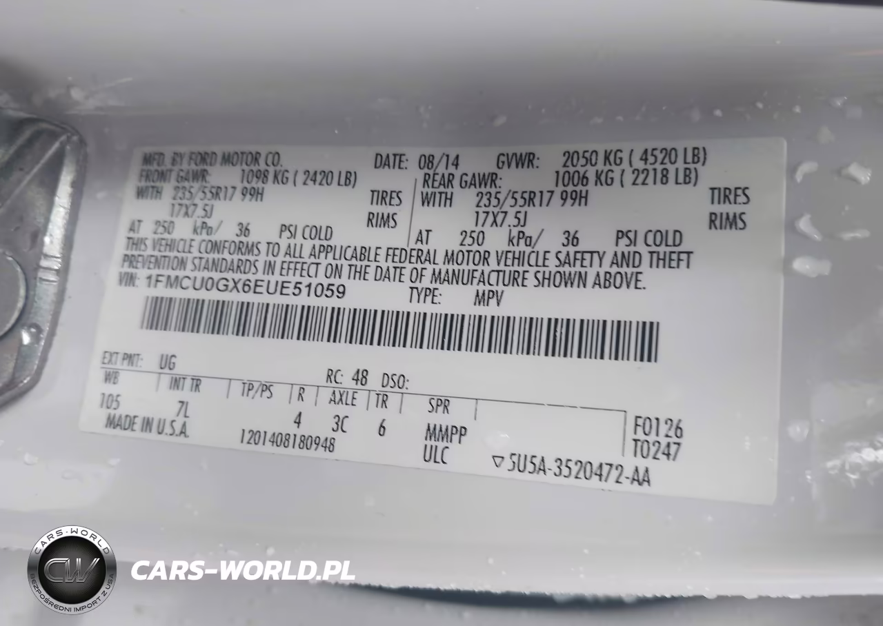 2014 Ford Escape Se VIN:1FMCU0GX6EUE51059 - 9