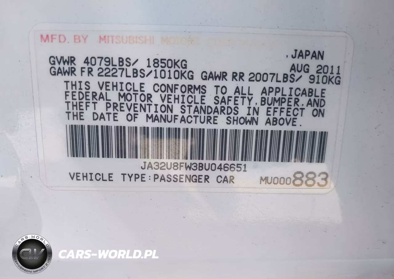 2011 Mitsubishi Lancer Gts VIN:JA32U8FW3BU046651 - 9