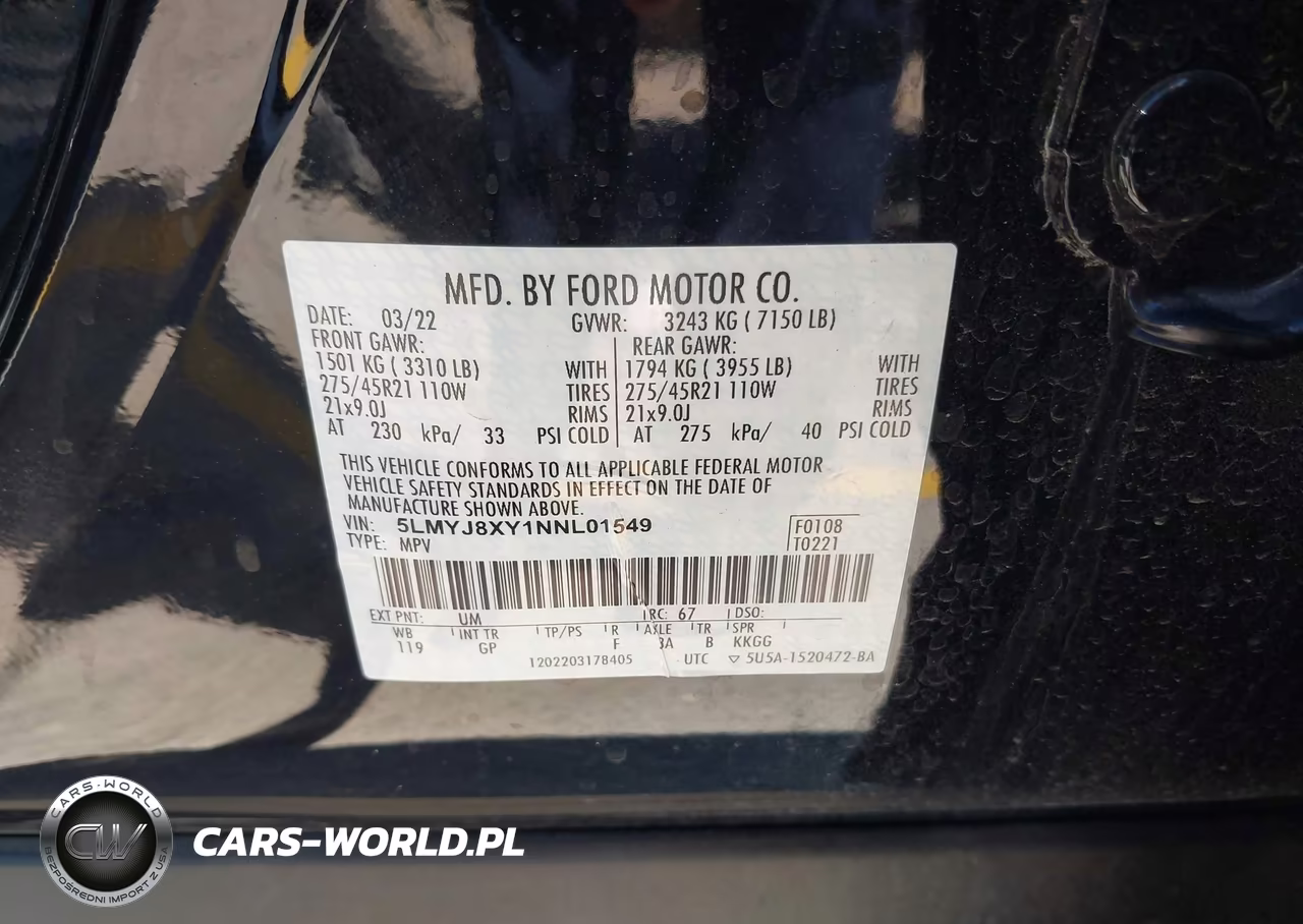 2022 Lincoln Aviator Grand Touring VIN:5LMYJ8XY1NNL01549 - 9