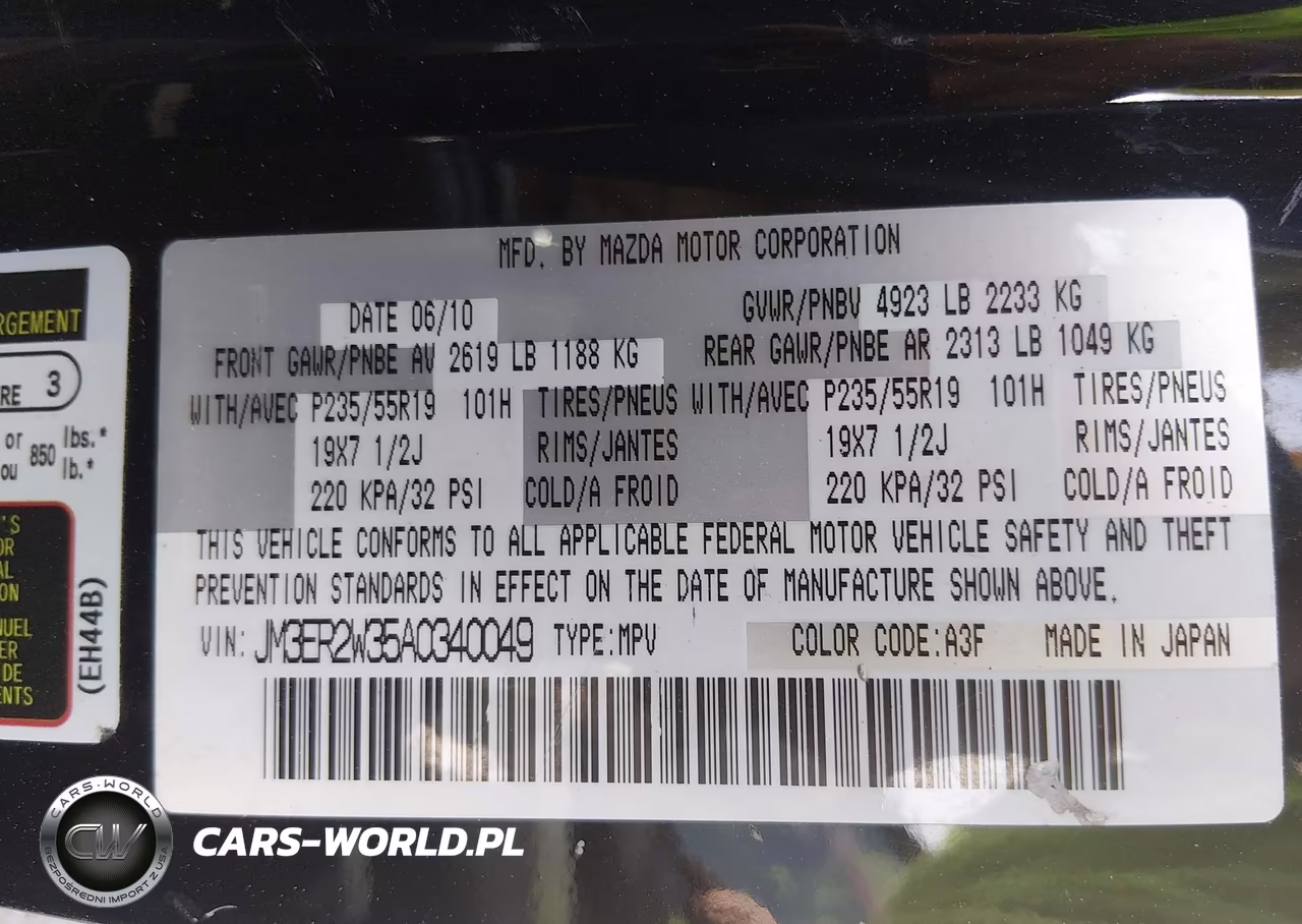 MAZDA CX-7 VIN:JM3ER2W35A0340049 - 9