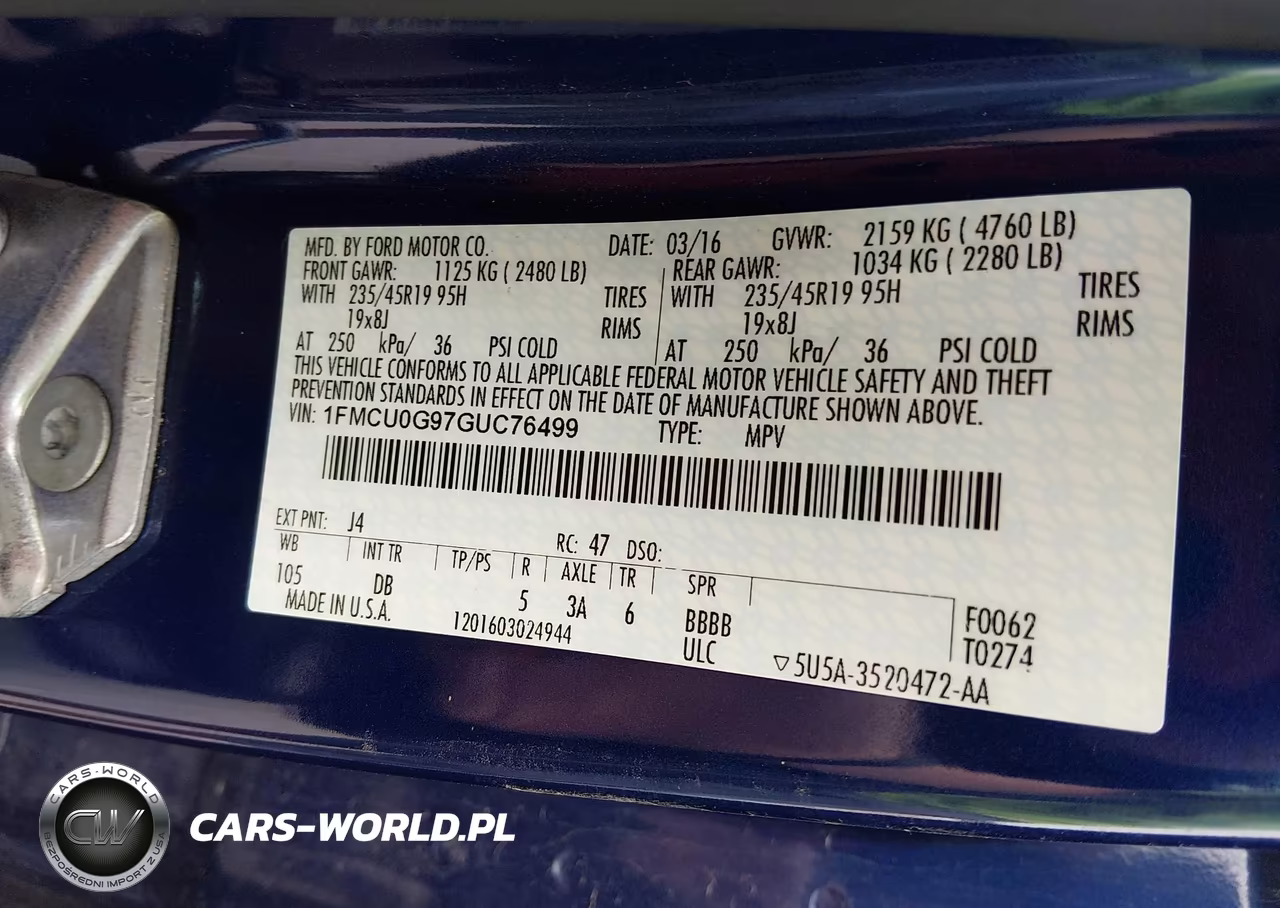 2016 Ford Escape Se VIN:1FMCU0G97GUC76499 - 9