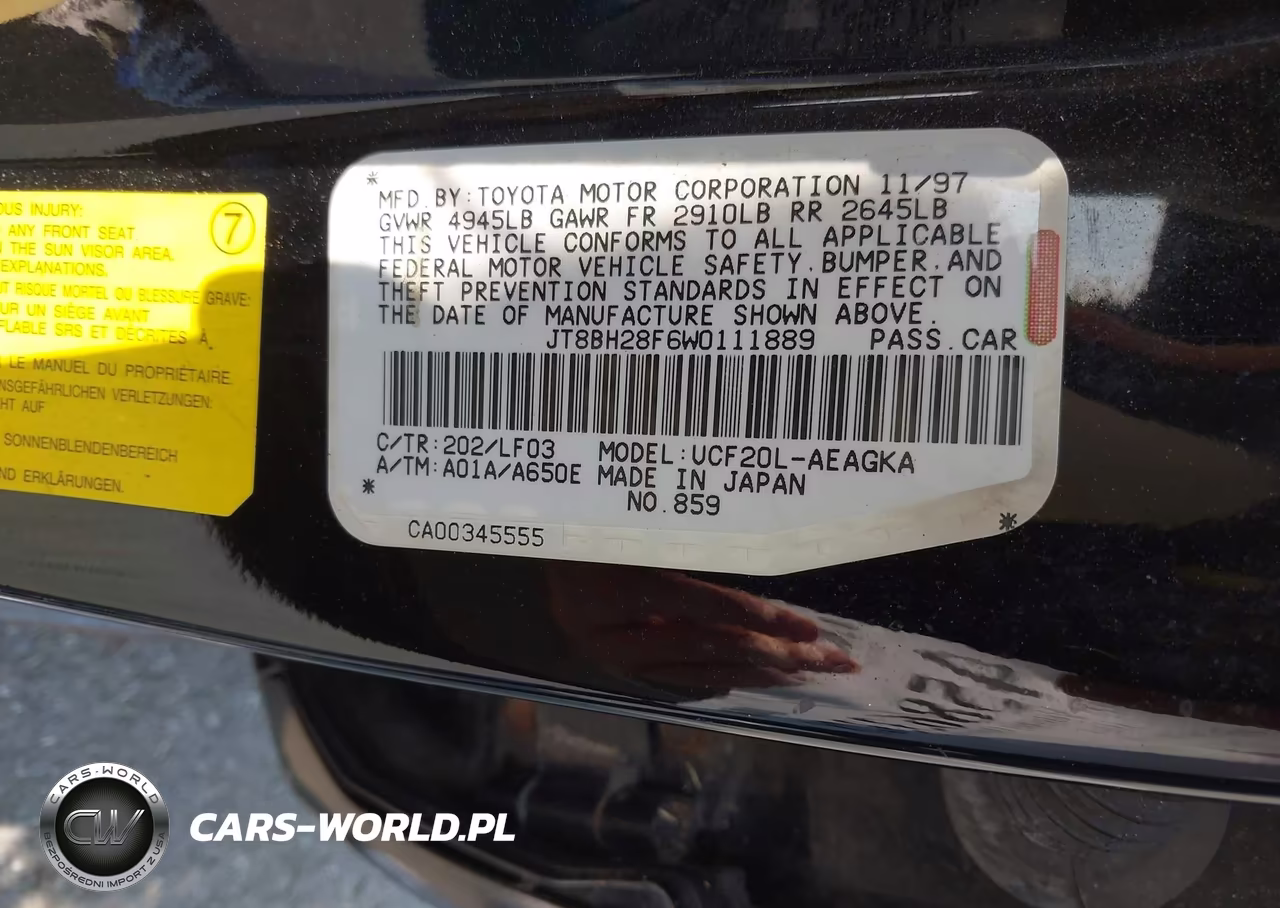 1998 Lexus Ls 400 VIN:JT8BH28F6W0111889 - 9
