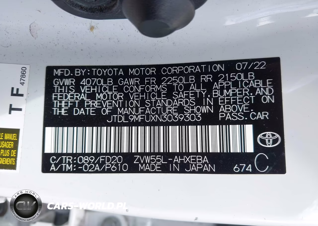 2022 Toyota Prius Le Awd-E VIN:JTDL9MFUXN3039303 - 9