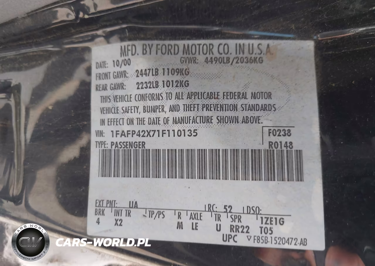 2001 Ford Mustang Gt VIN:1FAFP42X71F110135 - 9