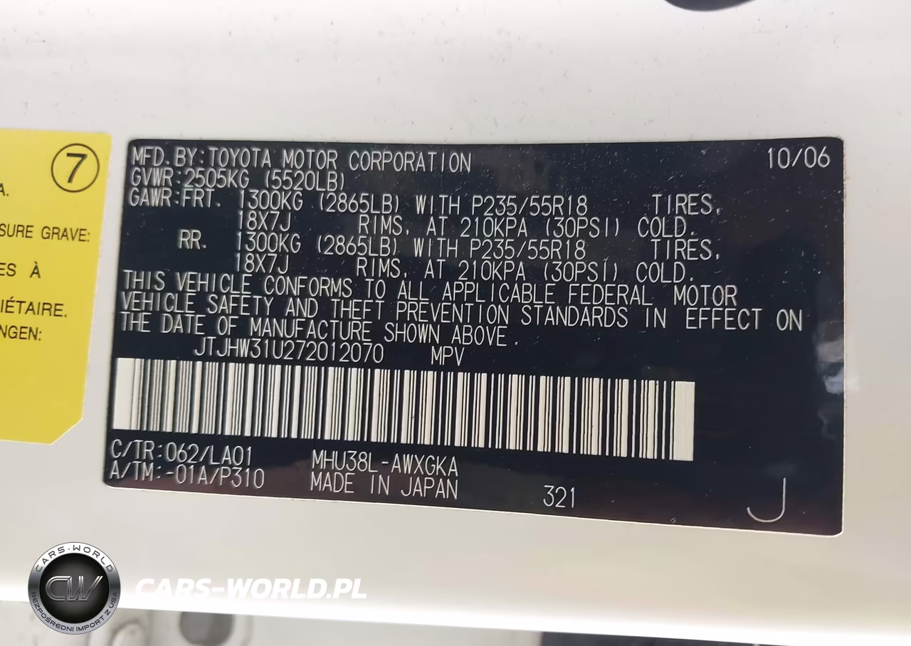 2007 Lexus Rx 400H VIN:JTJHW31U272012070 - 9