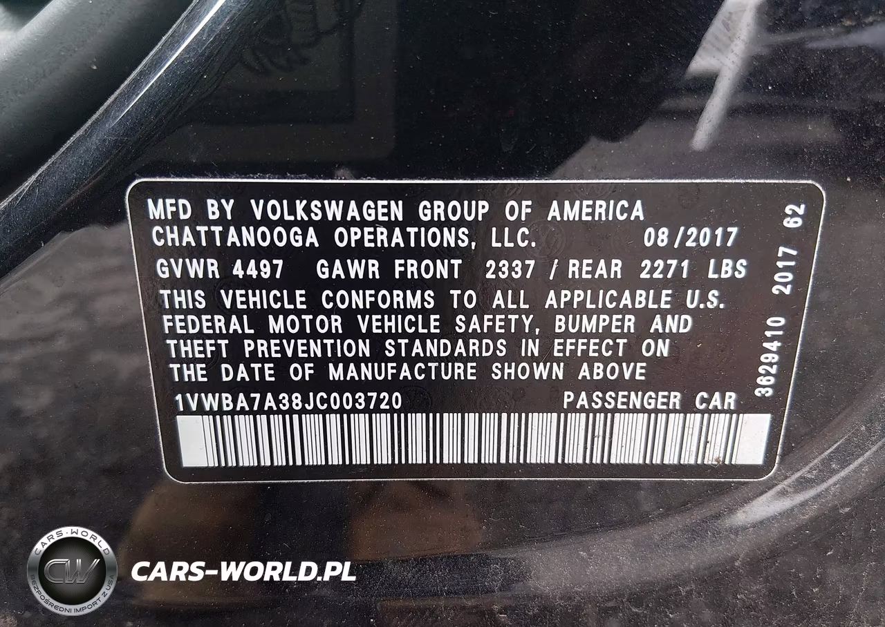 2018 Volkswagen Passat 2.0T Se VIN:1VWBA7A38JC003720 - 9