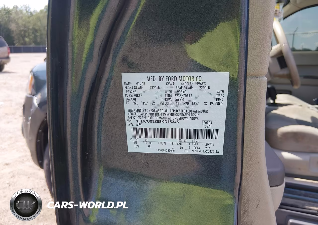 2008 Ford Escape Xlt VIN:1FMCU03Z88KD15345 - 9